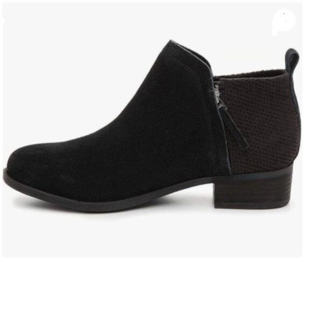 FOWT Black Low Stacked Chunky Closed Round Toe Slip on Ankle Wrap Shoes